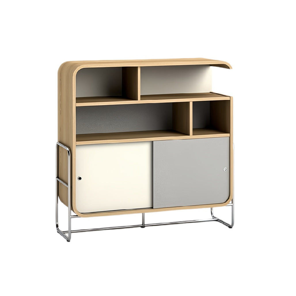 **Technische titel in het Nederlands: Minimalistisch Houten Opbergmeubel met Gecombineerde Deuren**