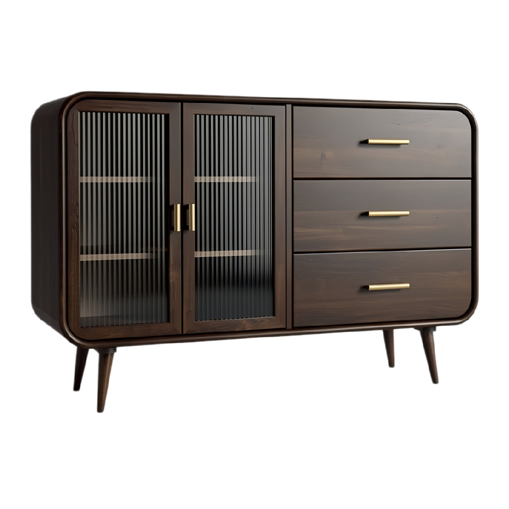 **Moderne Eiken Dressoir met Glazen Deuren en Lades**