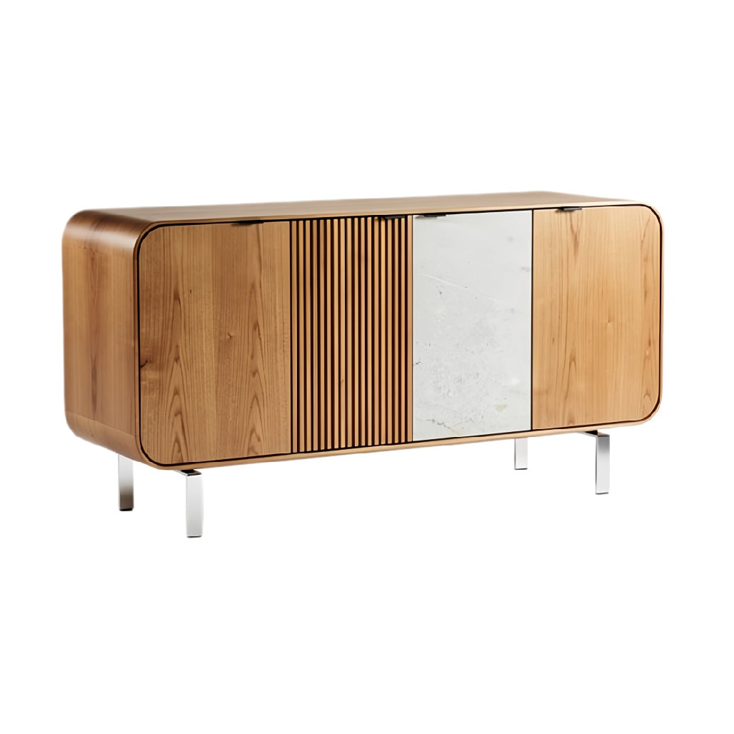 **Technische titel in het Nederlands: Moderne houten kast met marmeren inzetstukken**