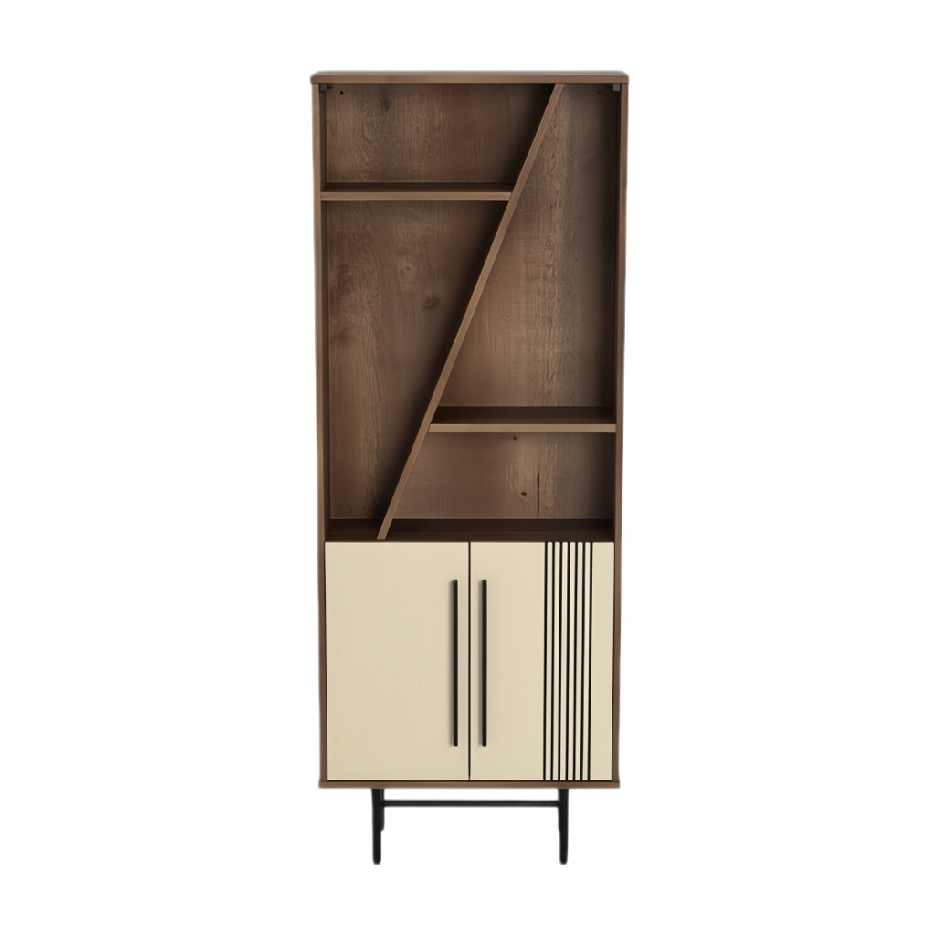 **Moderne boekenplank met open vakken en deurtjes**